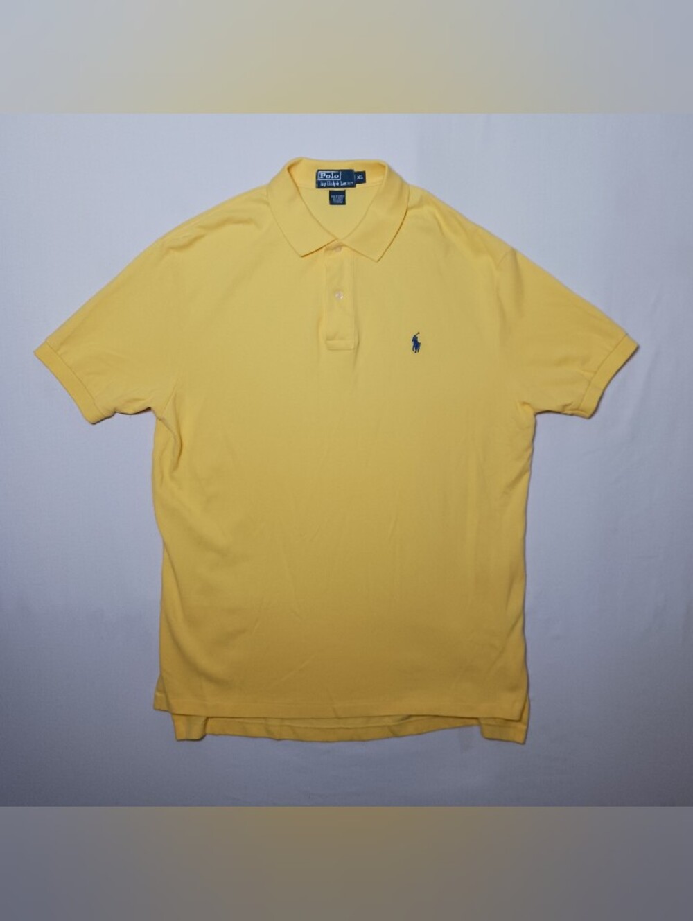 Polo Ralph Lauren Mens Short Sleeve Cotton Knit Polo XL Yellow Blue Pony